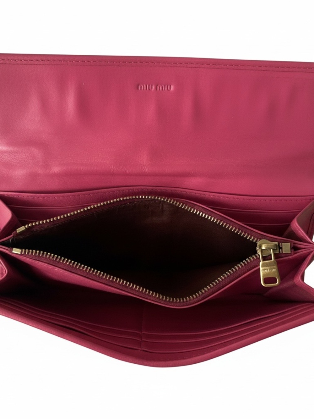 Miu Miu Matelassé Nappa Leather Wallet & 6-Ring Key Case Set - Pink/Fuschia - Picture 13 of 14